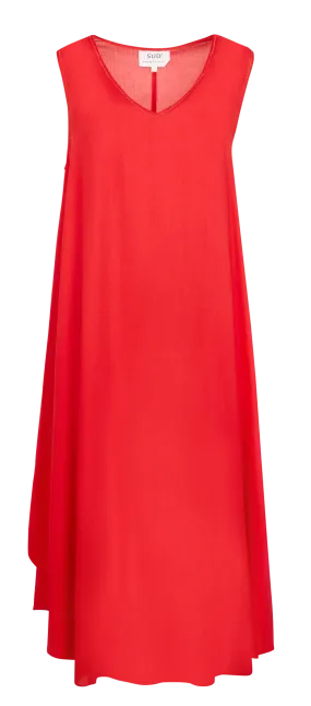 RIMITI - Vestido midi holgado sin mangas en rojo