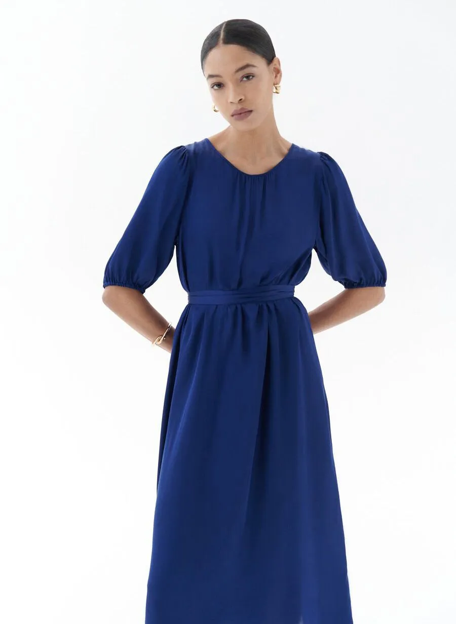 ROLIA - Vestido midi con cuello redondo en azul