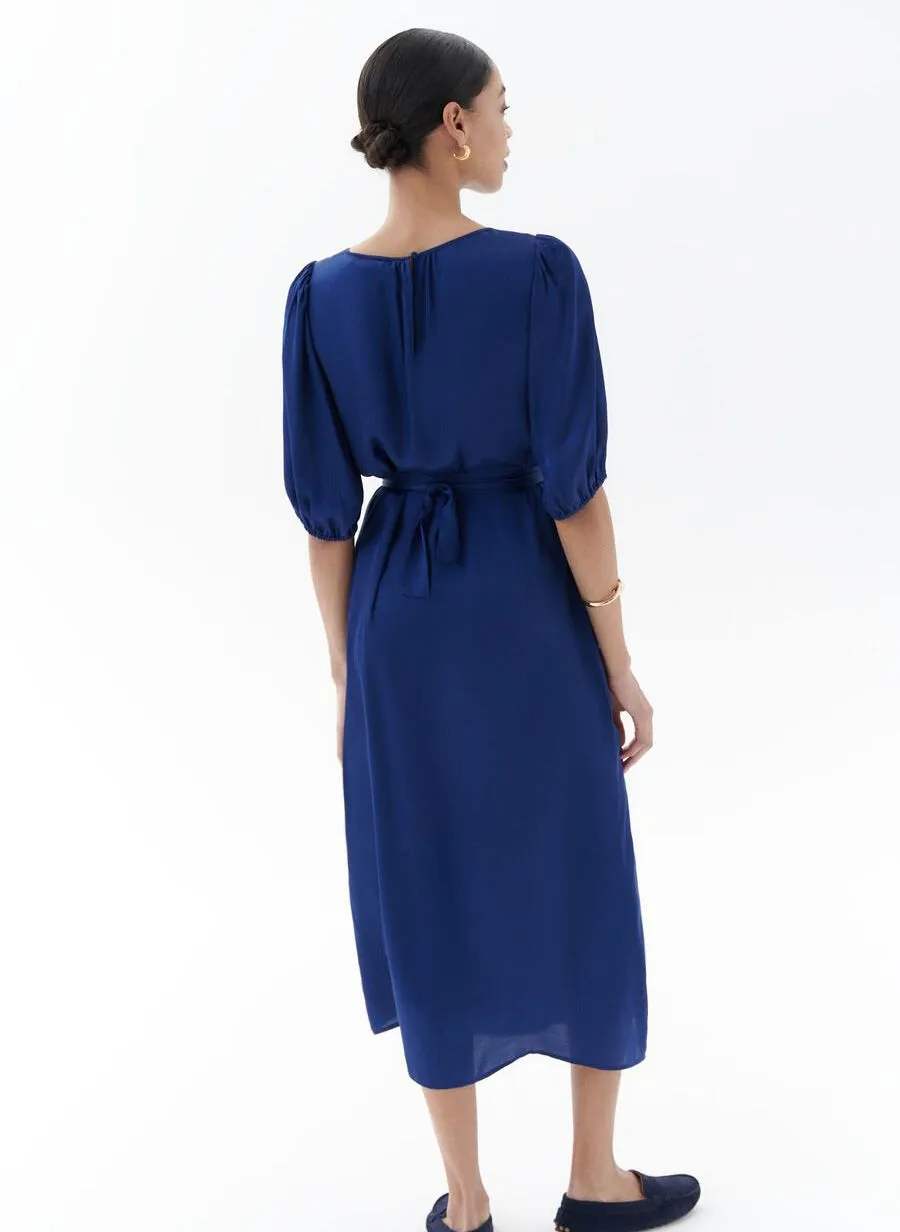 ROLIA - Vestido midi con cuello redondo en azul