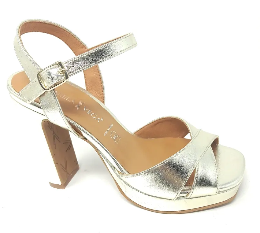 SANDALIAS DANIELA VEGA 2257 METAL PLATINO