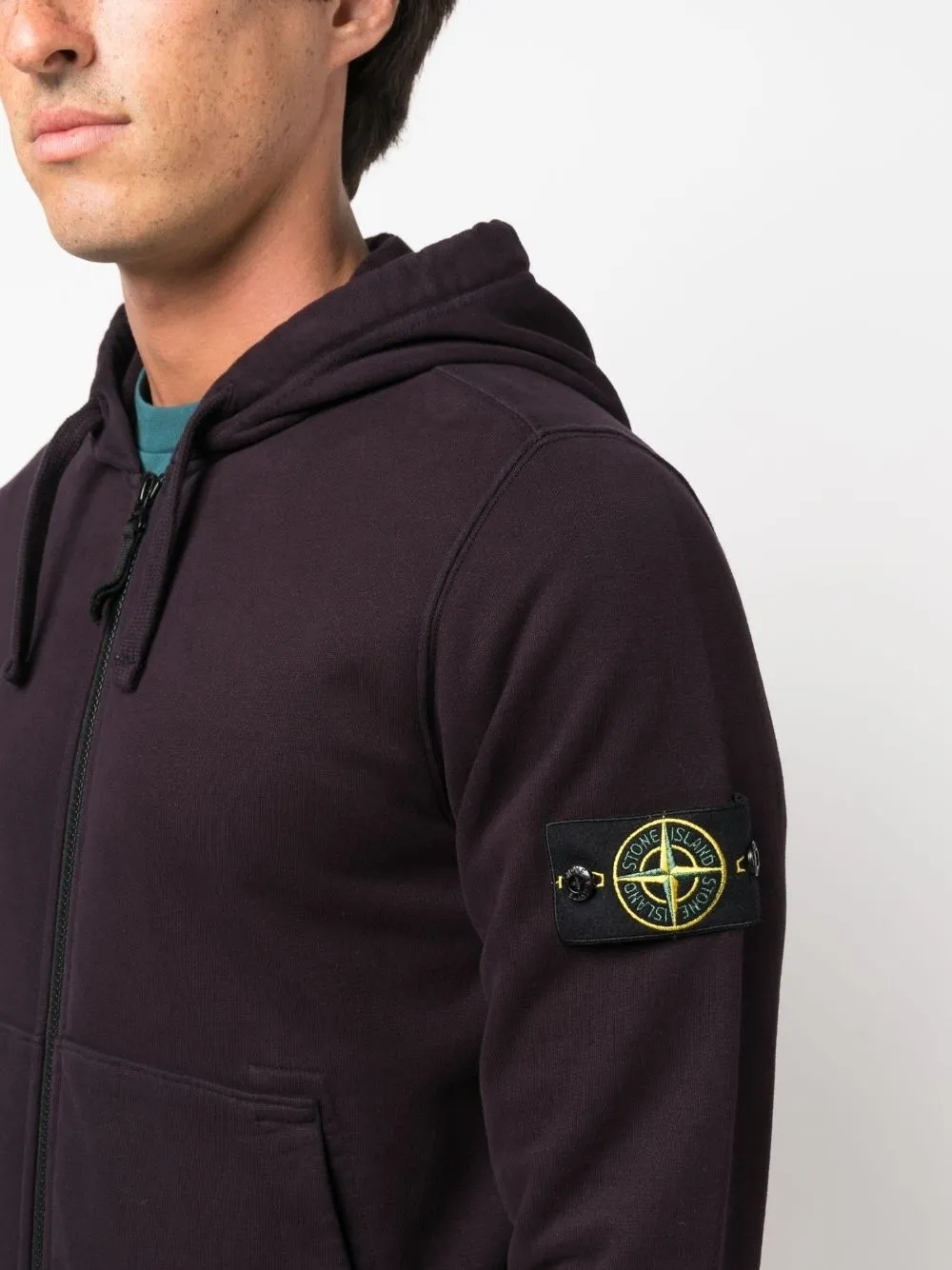 STONE ISLAND 61620 FULL ZIP HOODED SWEATSHIRT DARK BURGUNDY