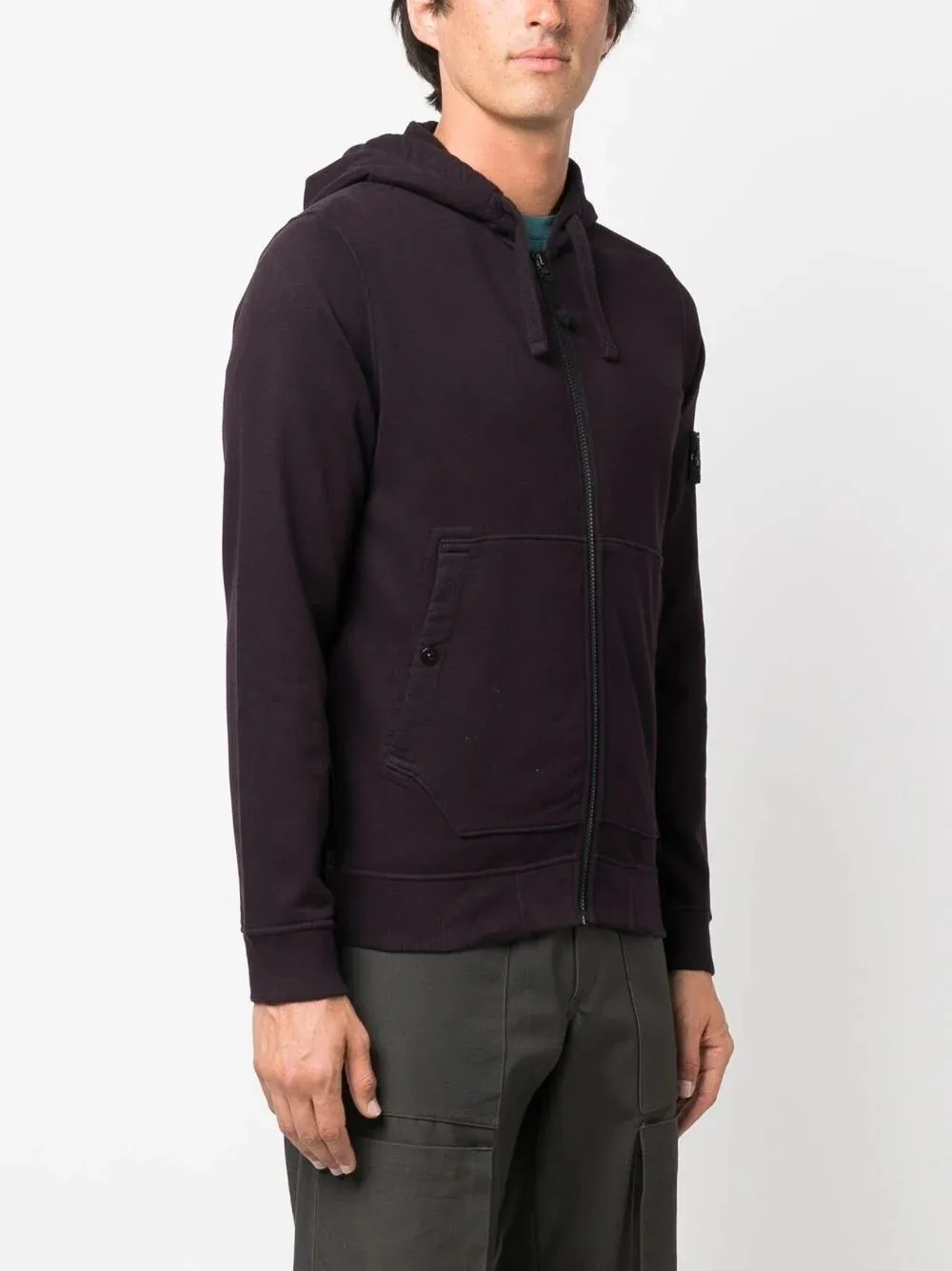 STONE ISLAND 61620 FULL ZIP HOODED SWEATSHIRT DARK BURGUNDY