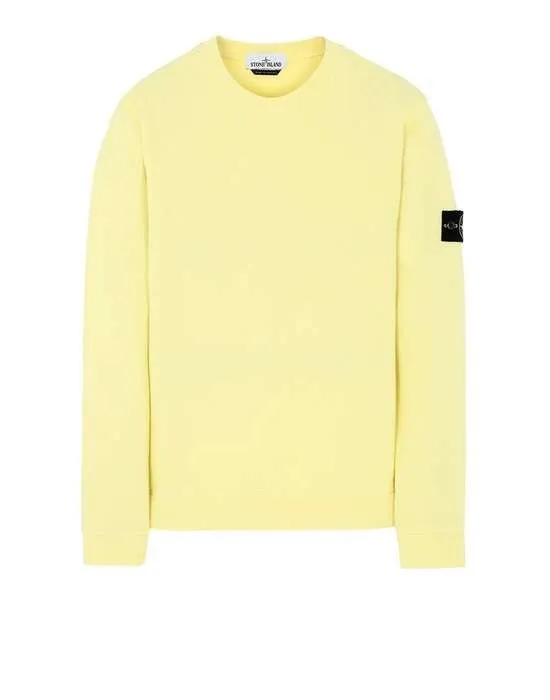 STONE ISLAND 65560 OLD DYE TREATMENT CREWNECK SWEATSHIRT LEMON