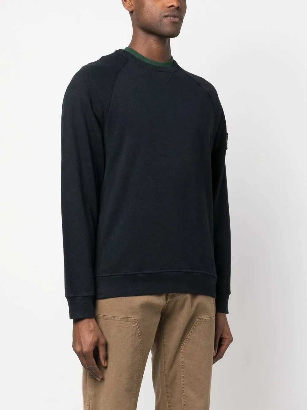 STONE ISLAND 66360 'OLD TREATMENT' CREW NECK SWEATSHIRT NAVY BLUE