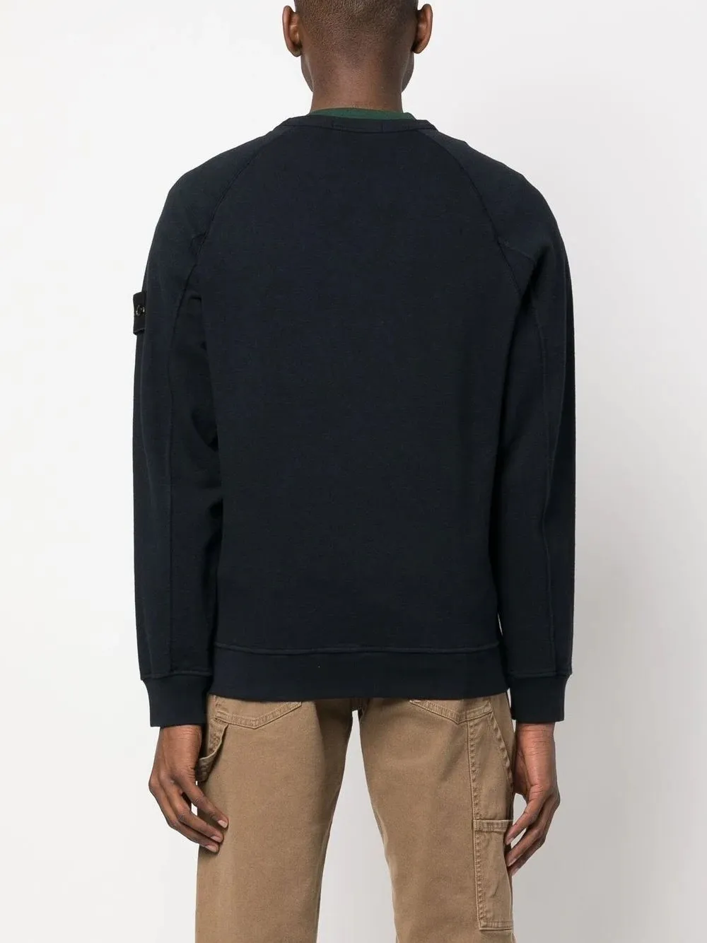 STONE ISLAND 66360 'OLD TREATMENT' CREW NECK SWEATSHIRT NAVY BLUE