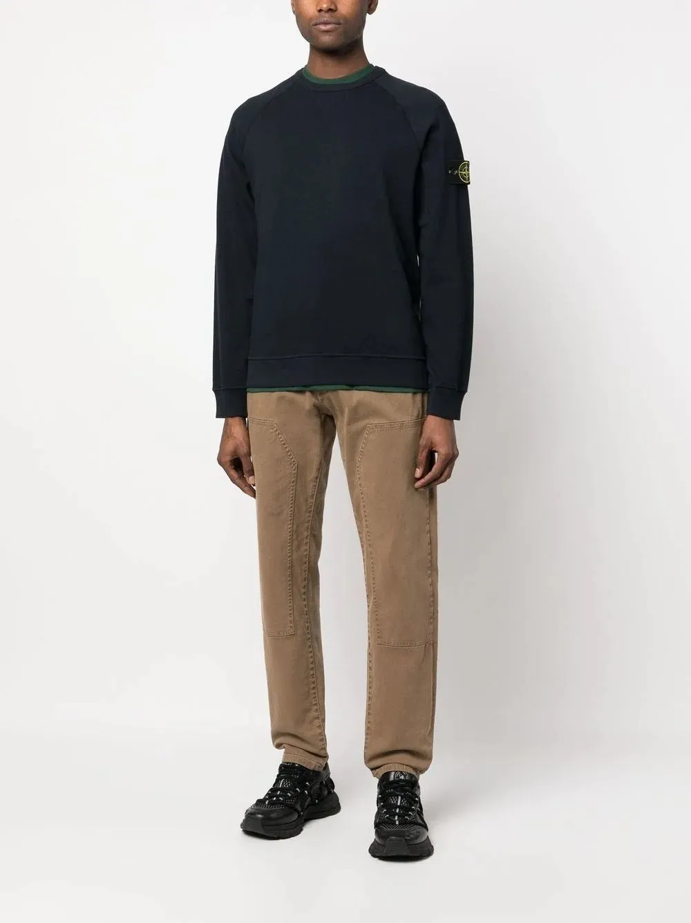 STONE ISLAND 66360 'OLD TREATMENT' CREW NECK SWEATSHIRT NAVY BLUE