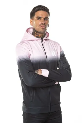 Sudadera 11º con capucha y cremallera  Dot Fade  color rosa-gris