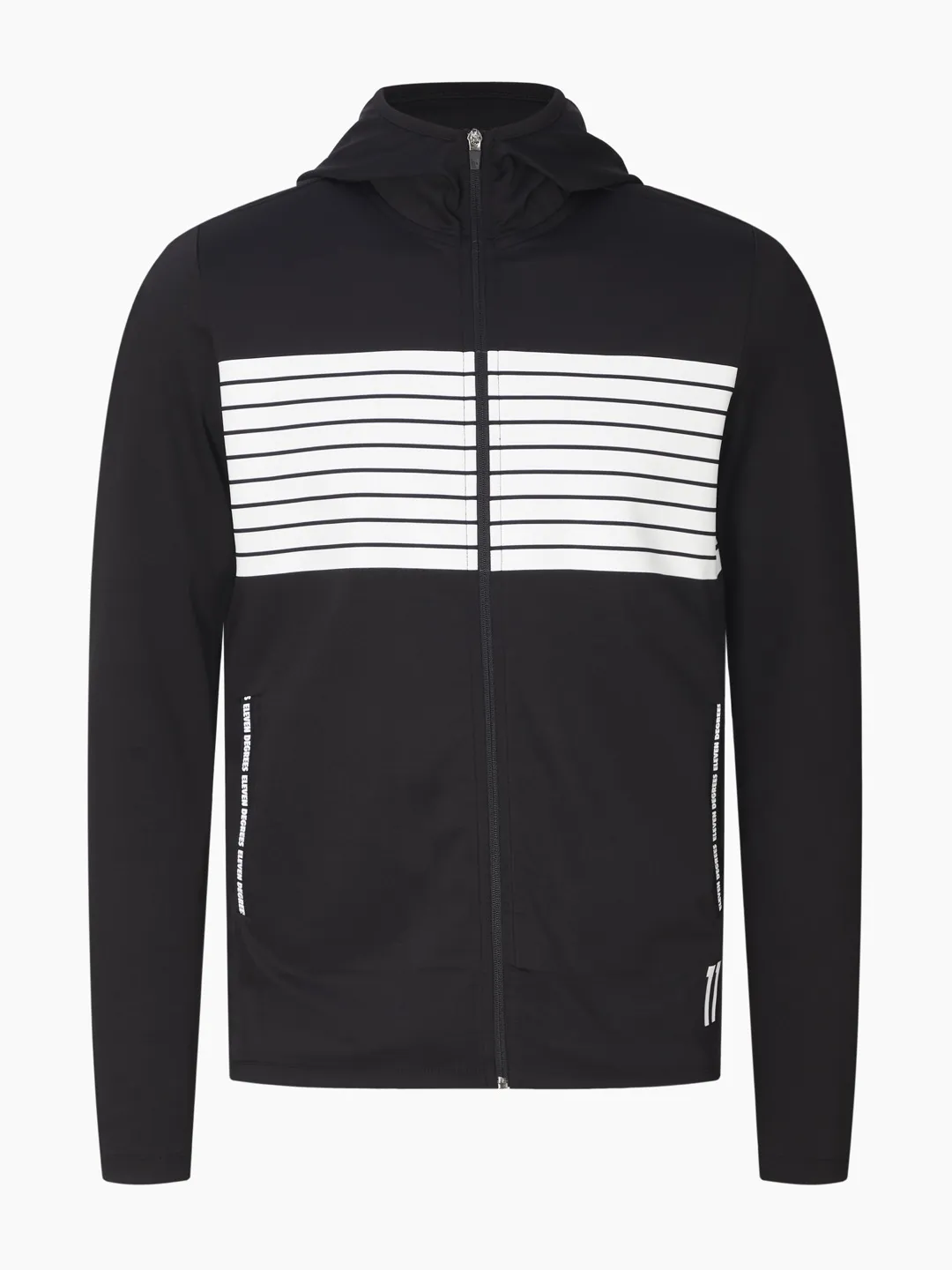 Sudadera 11º con capucha y cremallera Cut and Sew Printed Stripe color negro