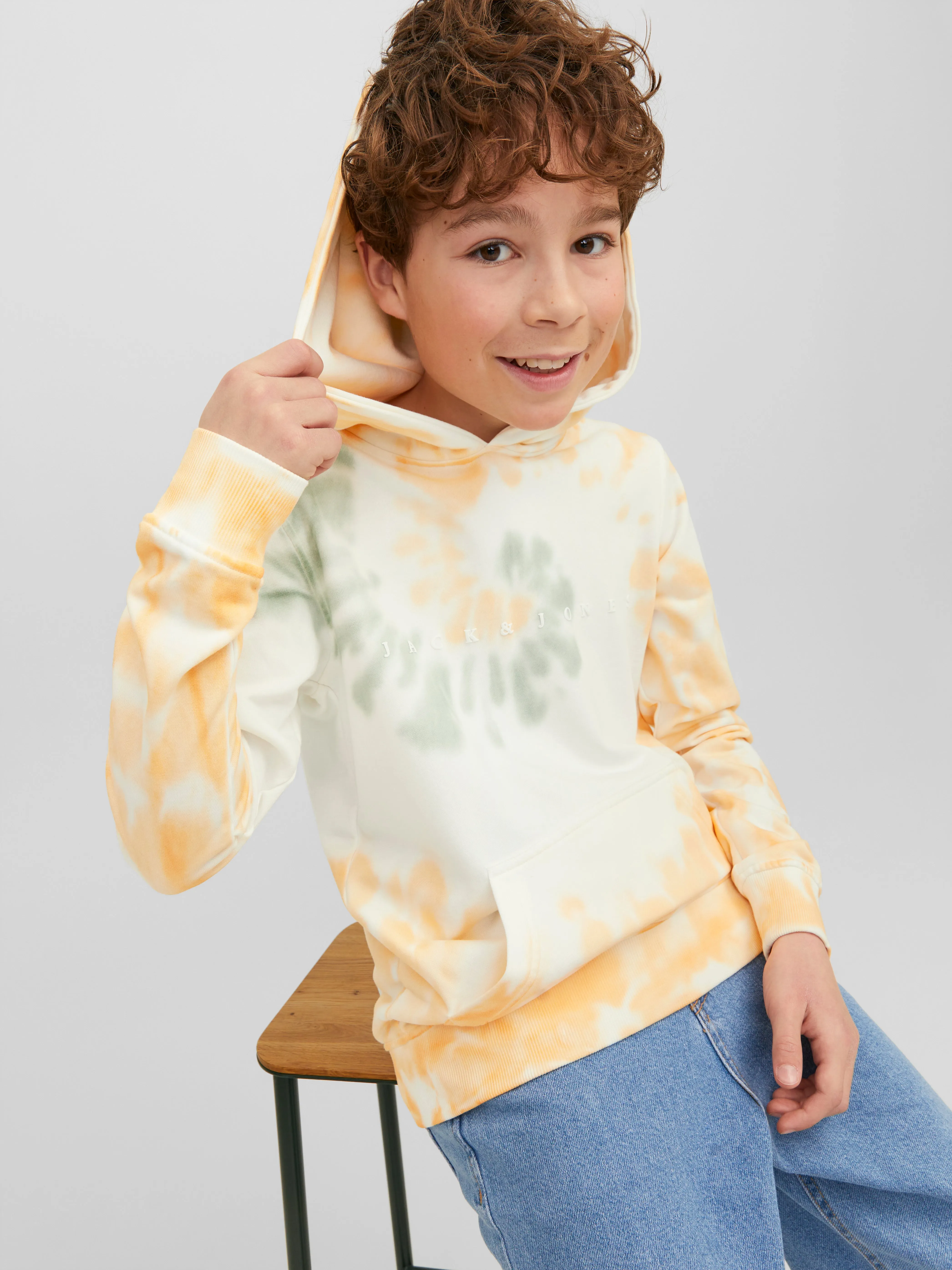 Sudadera con capucha Estampado Tie-Dye Junior | Blanco | Jack & Jones®