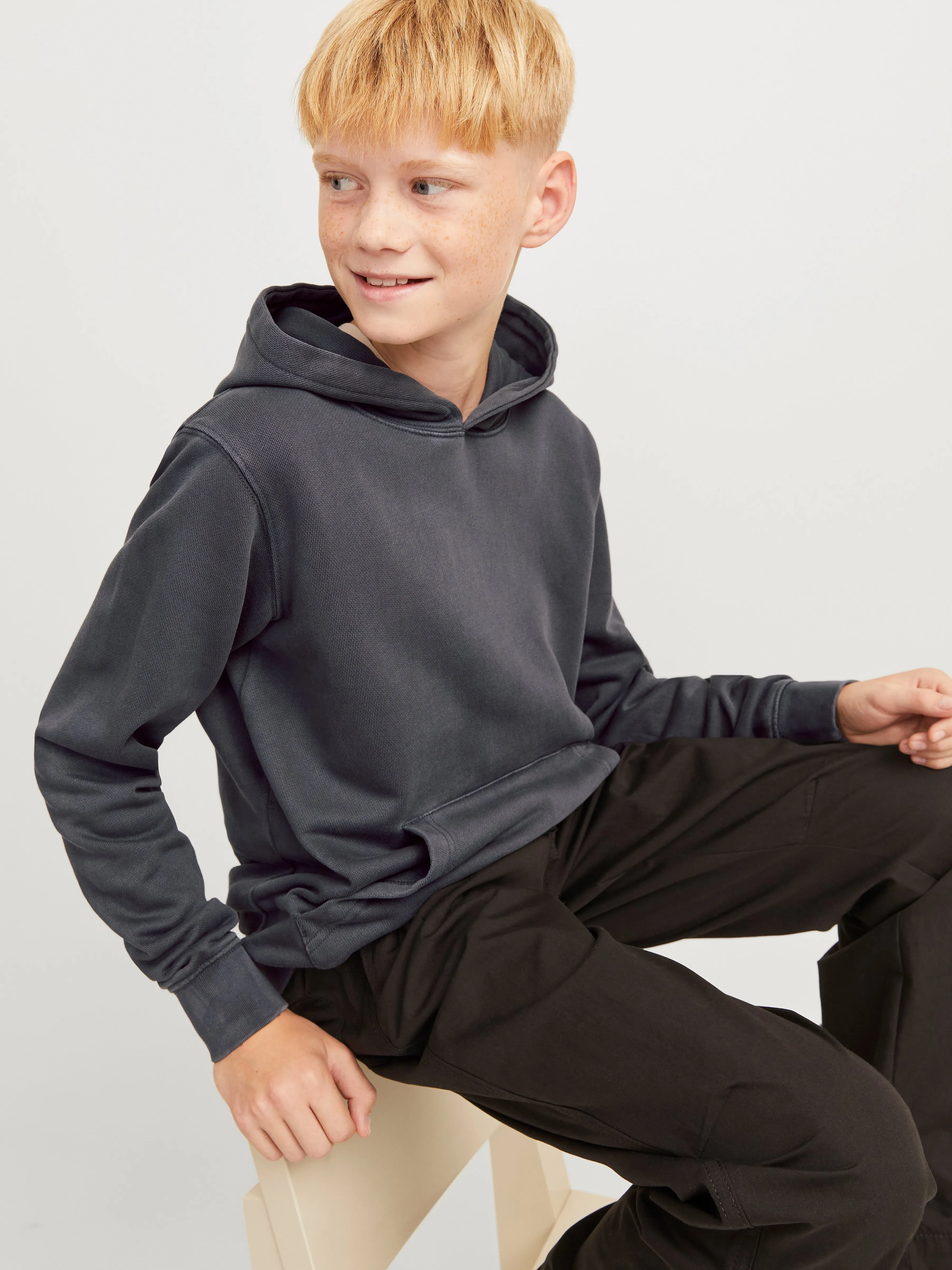 Sudadera con capucha Liso Junior | Gris oscuro | Jack & Jones®