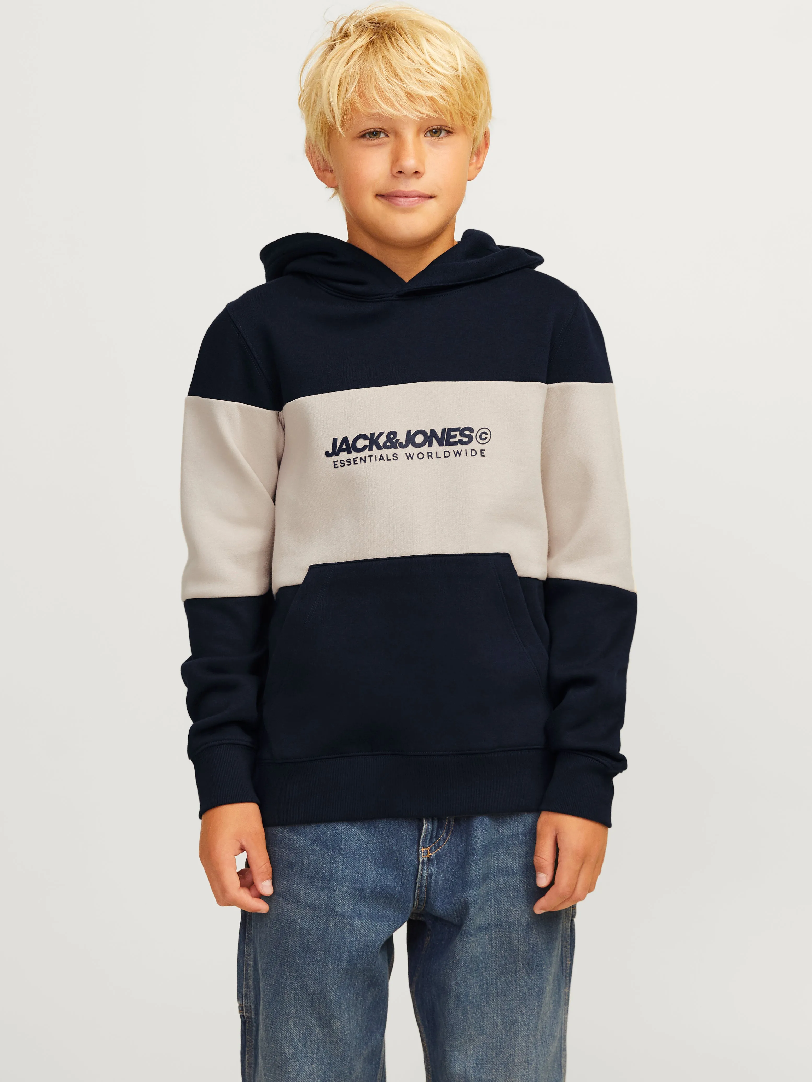 Sudadera con capucha Logotipo Junior | Azul oscuro | Jack & Jones®