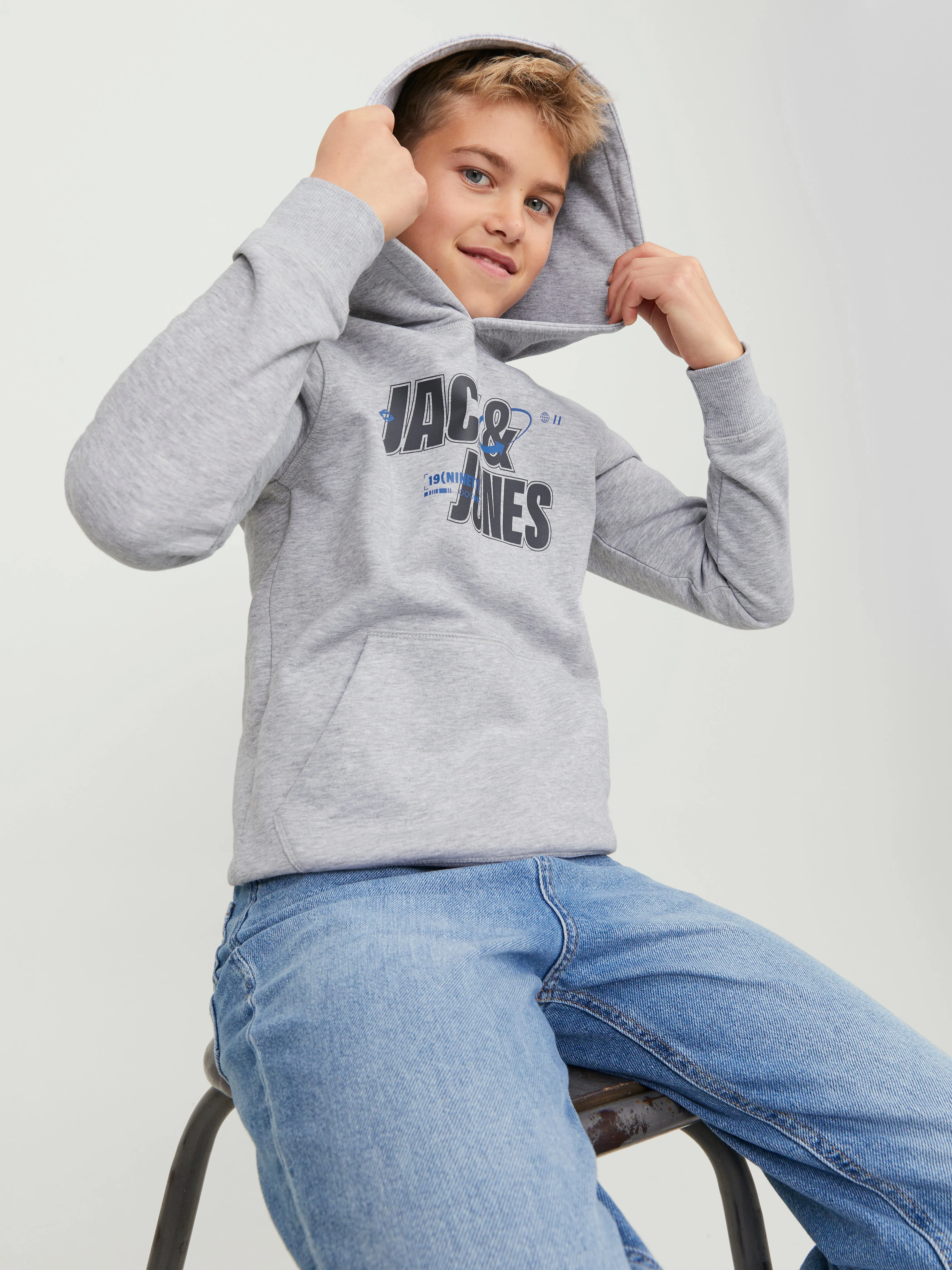 Sudadera con capucha Logotipo Junior | Gris claro | Jack & Jones®