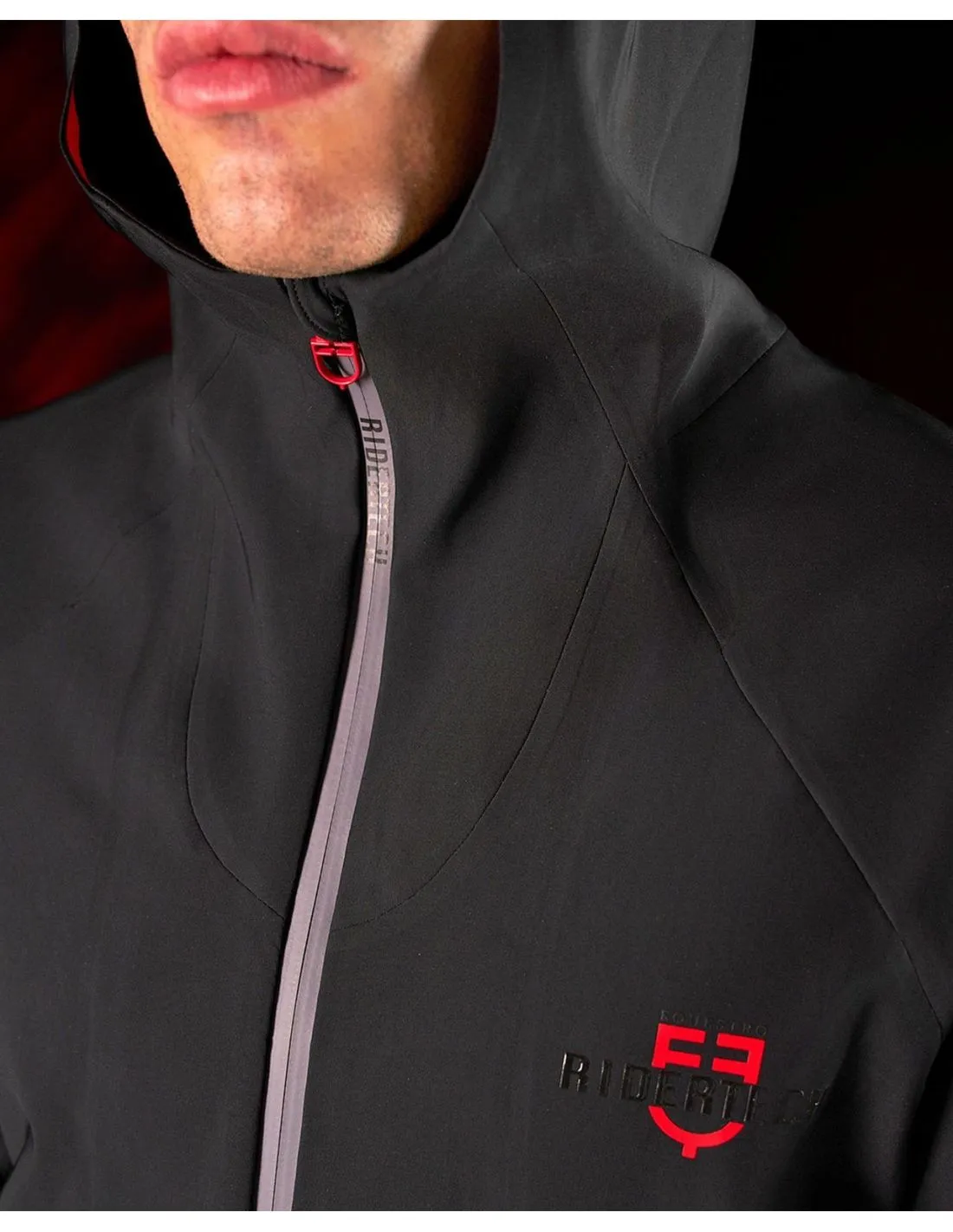 Sudadera Técnica Con Capucha Hombre Equestro Ridertechnology Negro