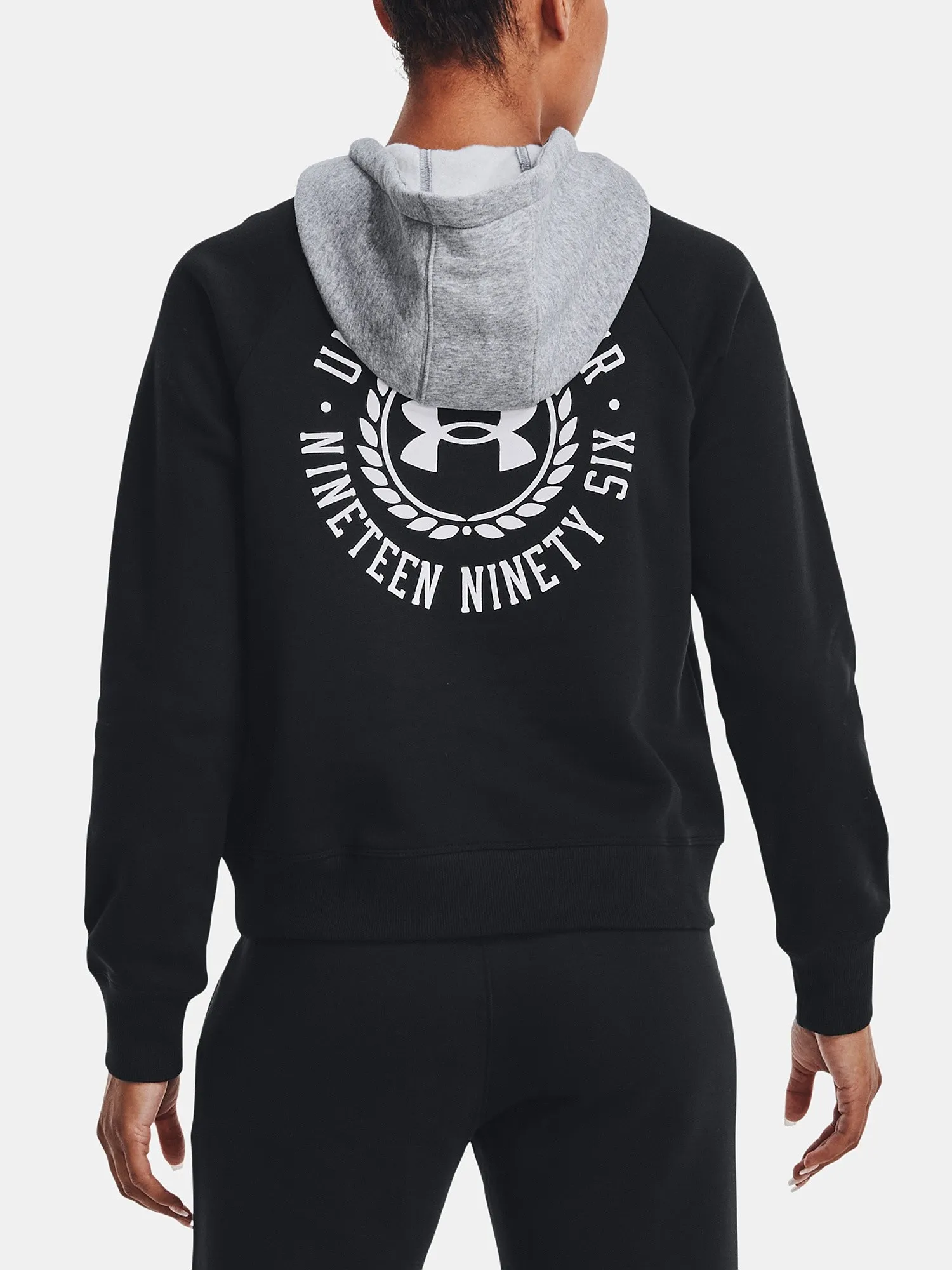 sudadera Under Armour Rival Fleece Colorblock - Black/Steel Medium Heather - women´s