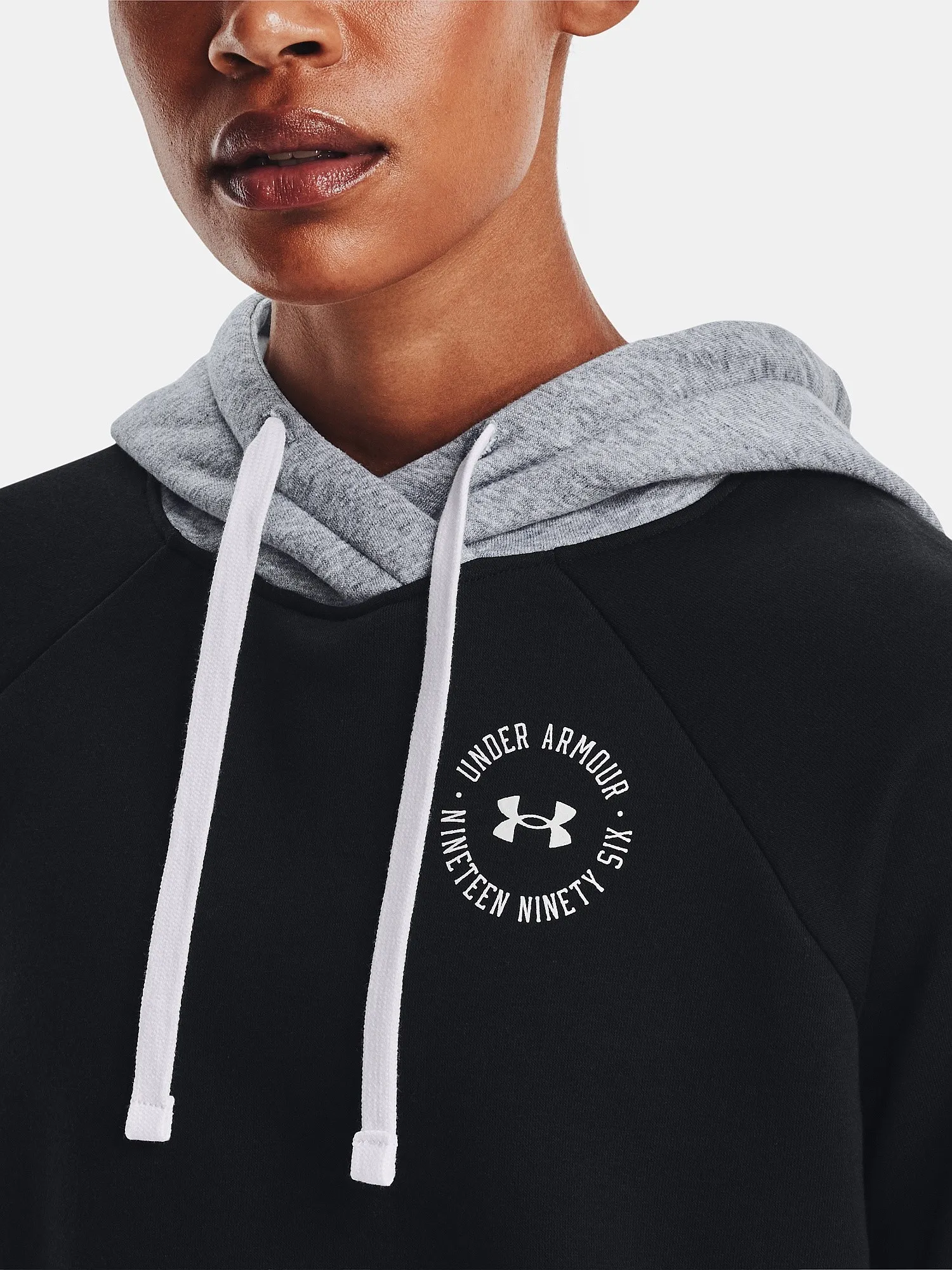 sudadera Under Armour Rival Fleece Colorblock - Black/Steel Medium Heather - women´s