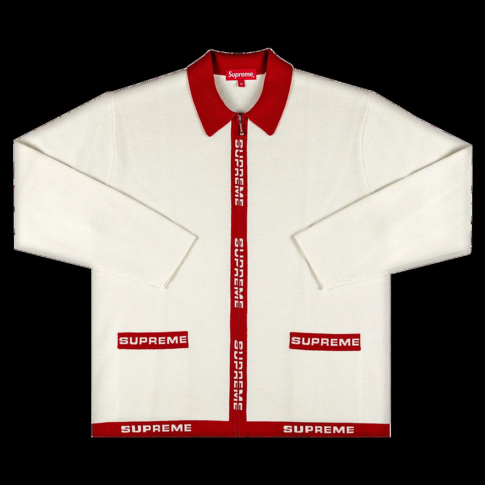 Supreme Logo Trim Zip Up Cardigan