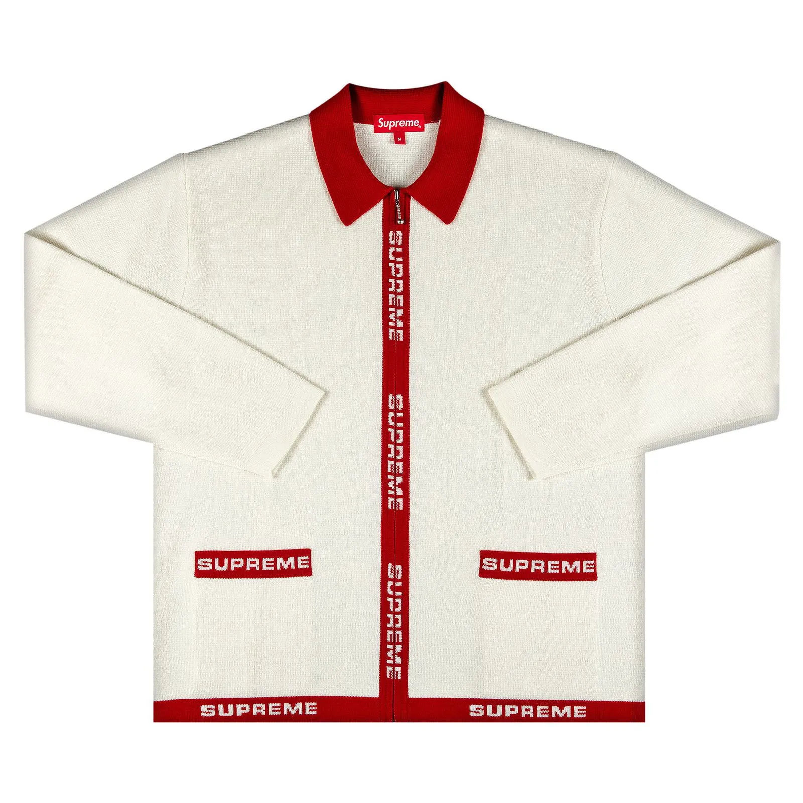 Supreme Logo Trim Zip Up Cardigan