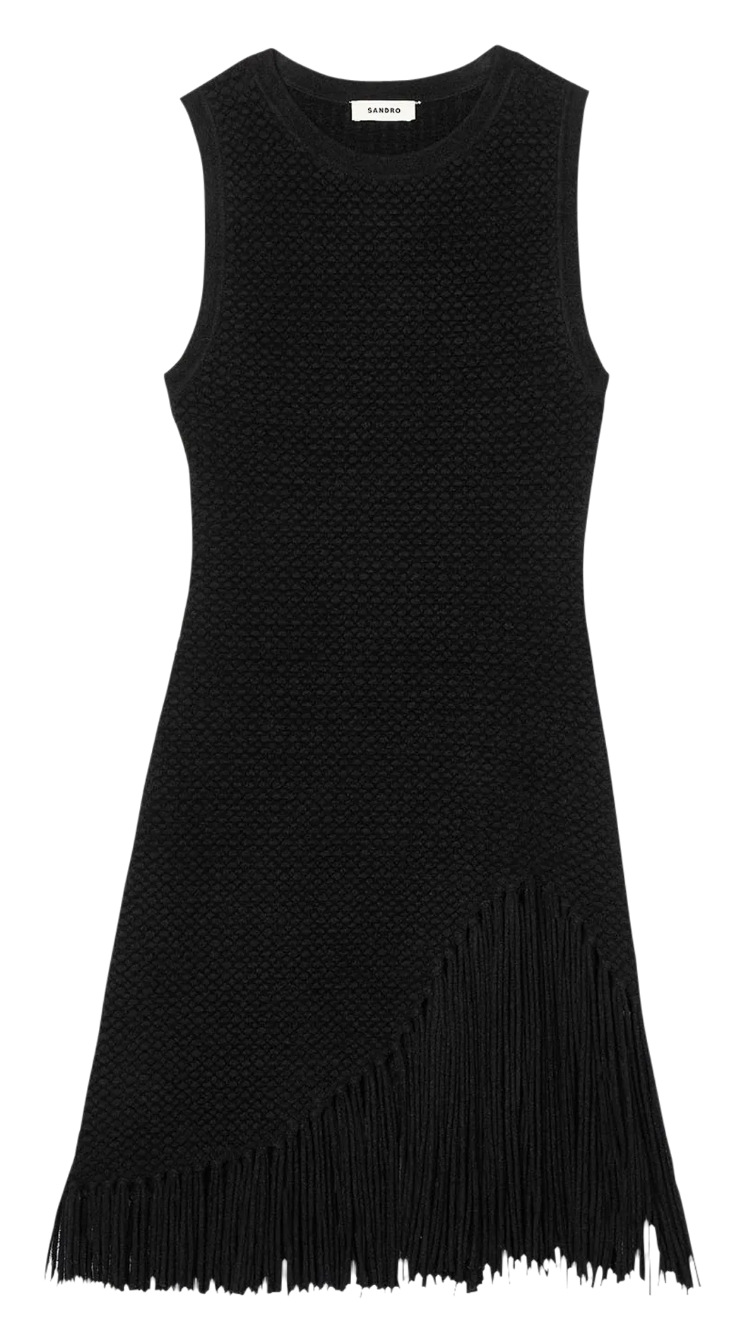 Vestido corto ajustado con cuello redondo en negro