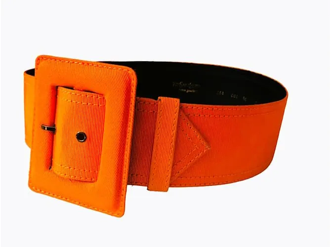 YVES SAINT LAURENT Cinturones T.cm 75 Algodón Naranja 