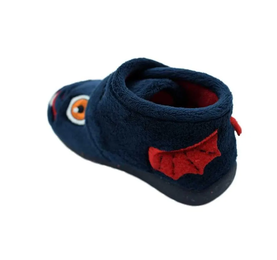 ZAPATILLA DE CASA GARZÓN N4178. 247 PARA NIÑOS CÓMODA PANTUFLA DRAGÓN VELCRO SUATEX MARINO ROJO 26596