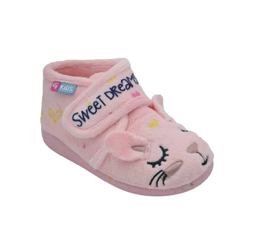 ZAPATILLA GARZÓN N4070.247 DE CASA PARA NIÑOS CÓMODA PANTUFLA VELCRO SUATEX ROSA CONEJITO OREJAS 27379