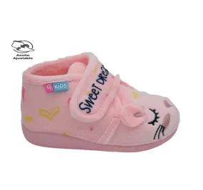 ZAPATILLA GARZÓN N4070.247 DE CASA PARA NIÑOS CÓMODA PANTUFLA VELCRO SUATEX ROSA CONEJITO OREJAS 27379