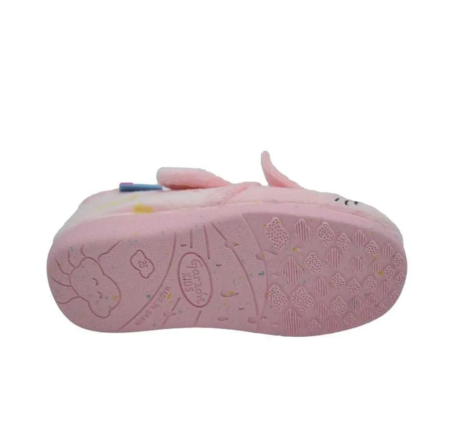 ZAPATILLA GARZÓN N4070.247 DE CASA PARA NIÑOS CÓMODA PANTUFLA VELCRO SUATEX ROSA CONEJITO OREJAS 27379