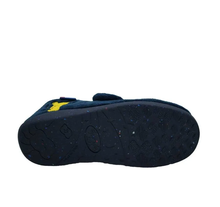 ZAPATILLA GARZÓN N4244.247 DE CASA PARA NIÑOS CÓMODA COPETE VELCRO SUATEX MARINO BORDADO POKEBOY 27377