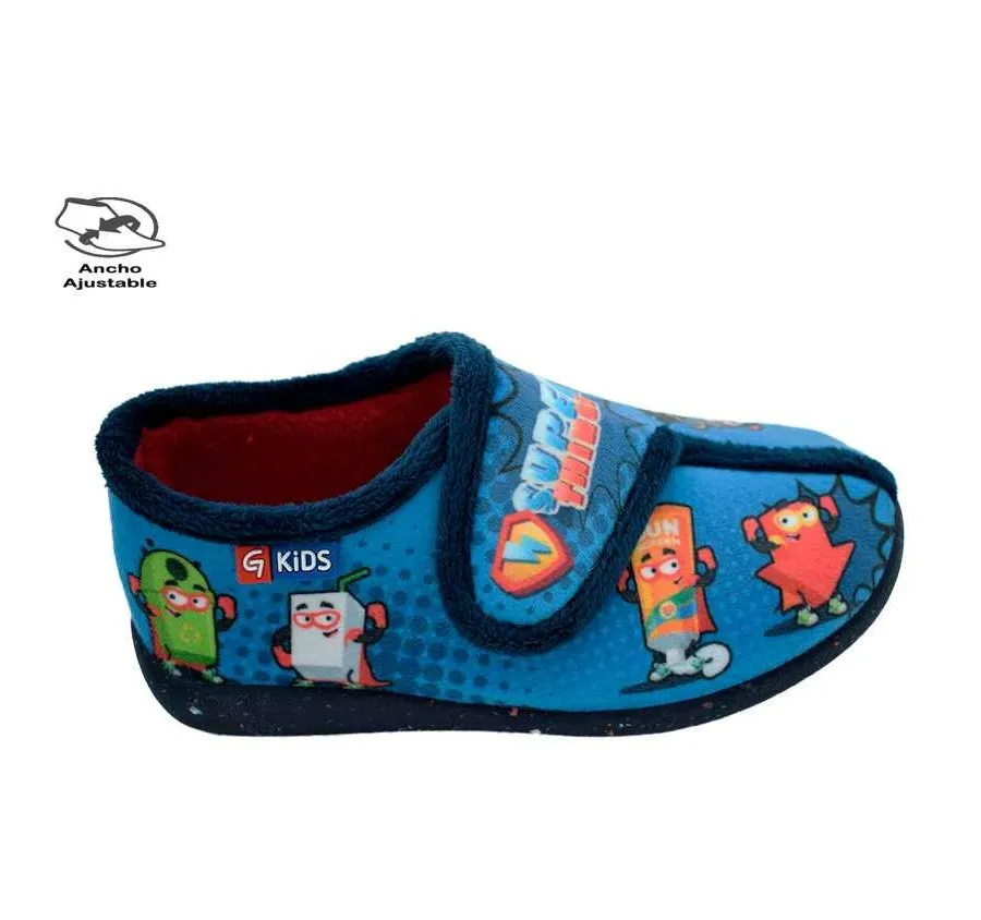 ZAPATILLA GARZÓN N4340.246 DE CASA PARA NIÑOS GARZÓN PANTUFLA VELCRO SUAPRINT SUPER THINGS MARINO/ROJO 26597