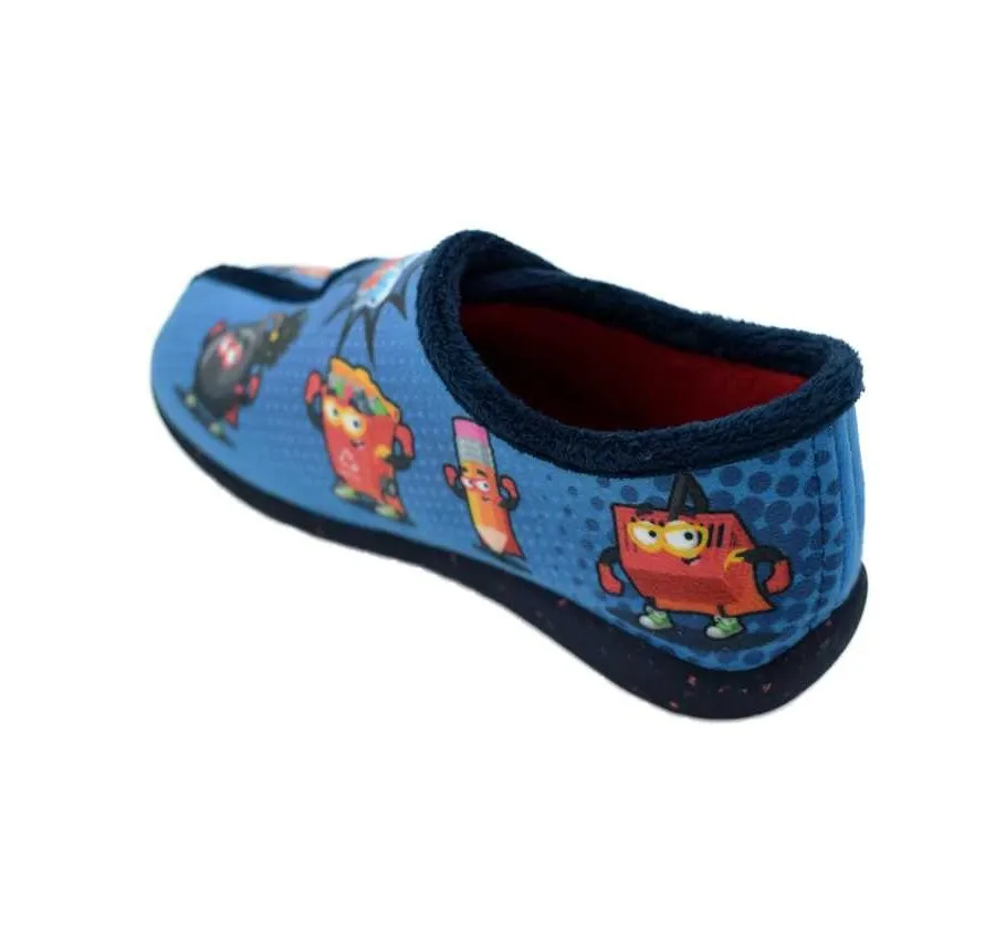 ZAPATILLA GARZÓN N4340.246 DE CASA PARA NIÑOS GARZÓN PANTUFLA VELCRO SUAPRINT SUPER THINGS MARINO/ROJO 26597