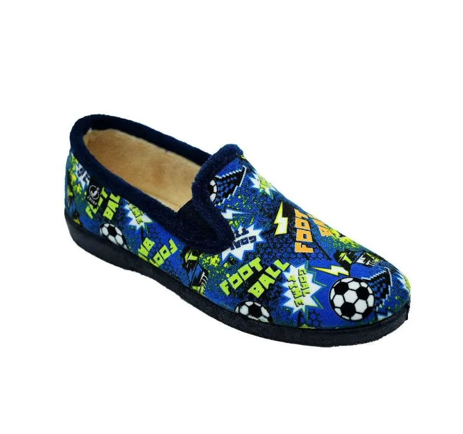 ZAPATILLA JAVER 2-75 DE CASA ELÁSTICOS MARINO MUY CÓMODA PARA NIÑOS ESTAMPADO ELEMENTOS FOOTBALL 27307