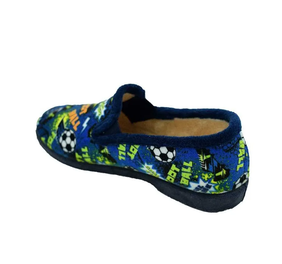 ZAPATILLA JAVER 2-75 DE CASA ELÁSTICOS MARINO MUY CÓMODA PARA NIÑOS ESTAMPADO ELEMENTOS FOOTBALL 27307