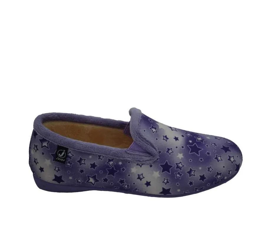 ZAPATILLA JAVER 3-99 DE CASA ELÁSTICOS LILA MUY CÓMODA PARA NIÑOS ESTAMPADO ESTRELLAS 27308